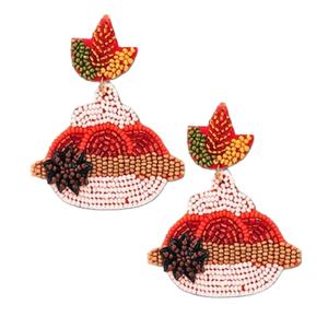 Pendiente de gota colgante de día de Navidad con bordado de cuentas de moda con trabajo hecho a mano elegante y aspecto hermoso de la India - Product Image 5