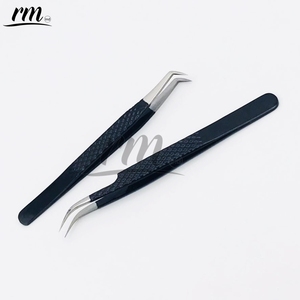 Pince à épiler professionnelle RMI en acier inoxydable anti-magnétique avec poignée confortable, pointe en fibre à angle de 75 degrés, pince à épiler bleue pour cils - Product Image 6