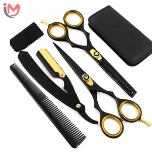 Kit de coiffure professionnel avec peigne et pince, bleu et noir, revêtement de qualité supérieure, étui en cuir à fermeture éclair, OEM - Product Image 2