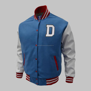 Vestes universitaires intelligentes de haute qualité pour hommes vêtements d'hiver avec col montant manches en cuir de corps en laine véritable traitement enduit - Product Image 2