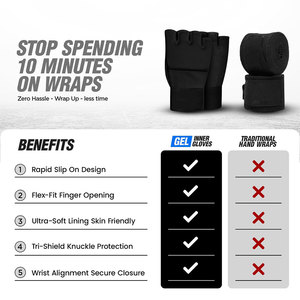 Professional <b>Karate</b> Mitts Elasticated Inner Gel <b>Gloves</b> Cotton Martial Arts Boxing MMA Training Inner gel <b>Gloves</b> Open Finger - Product Image 2