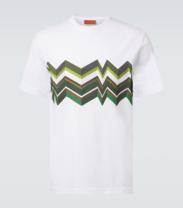 T-shirts pour hommes personnalisés OEM ODM, impression sur mesure, vente en gros, respirants, coupe ample, motif géométrique en zig-zag, jersey de coton - Product Image 1