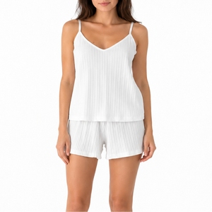 Pyjama imprimé à manches longues pour femmes, ensemble deux pièces avec short à col en v, vêtements de nuit d'été doux et confortables, Style décontracté - Product Image 1