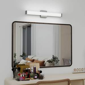 Luminaire mural carré pour salle de bain de 25 pouces, barre lumineuse LED avec finition nickel brossé, 14W, 6000K, blanc froid, miroir - Product Image 1