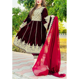 Robe afghane traditionnelle pour femmes, longue, brodée, à manches longues, modeste, pour occasions décontractées, fêtes et événements culturels - Product Image 1