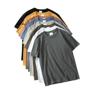 T-shirt en coton uni à manches courtes et col en V pour homme, coupe classique, vêtements décontractés - Product Image 2