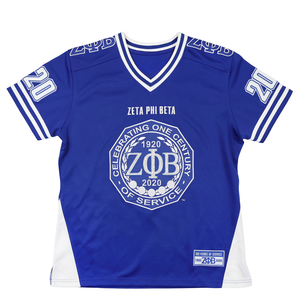 Maillot de football Zeta Phi Beta Centennial pour femme, bleu royal, ZPB 1920 2020, anniversaire, col en V, maillot de sororité - Product Image 1