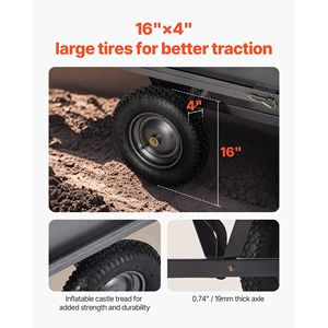 Robuste 17 Cu. Ft 600LB Chariot à benne en acier pour ATV/UTV Fournitures de jardin Remorque Remorquage Derrière - Product Image 6