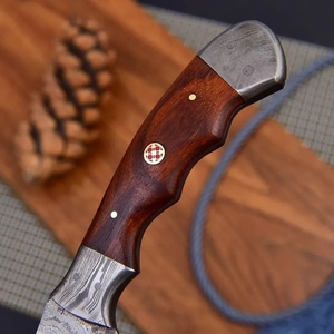 A&M Enterprises Handmade Damascus Steel Fillet <b>Knife</b> with Rosewood Handle Steel Cap and Decorative Compass Pin survival <b>Knives</b> - Product Image 4