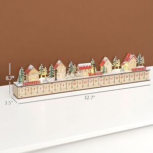 Calendario dell'Avvento Effetto Legno con 24 Luci LED e Cassetti Conto alla Rovescia per Decorazioni Natalizie - Product Image 3