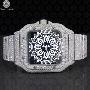 Charm Jewells Montre de luxe en acier inoxydable, cadran analogique carré, mouvement à quartz, cristal saphir, unisexe, 38 mm - Product Image 1