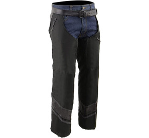 Samroz Sports <b>Men's</b> Black Vented Textile <b>Chaps</b> with <b>Leather</b> Trim - Product Image 5