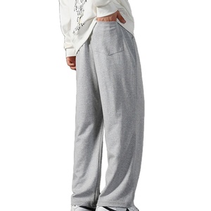 Wholesale Custom Midweight <b>Black</b> Men's Straight Joggers Sweatpants Cotton Blend Casual Breathable Eco-Friendly <b>Plain</b> Dyed pants - Product Image 3