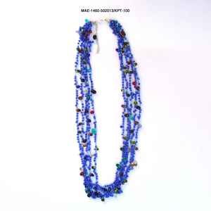 Multilayer Crochet Beaded <b>Necklace</b> Blue Crystal Rhinestone <b>Statement</b> Jewelry Wedding Ethnic Fashion Accessory at Wholesale Price - Product Image 3