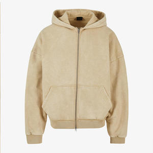 เสื้อฮู้ดซิปผู้ชายคุณภาพสูง ผ้าฝ้าย 100% บุซับใน ทรงโอเวอร์ไซส์ ปักลาย พิมพ์ลายดิจิทัล รับผลิตแบบ OEM แบรนด์ส่วนตัว - Product Image 5