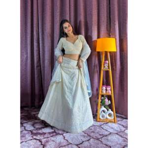 Robes de soirée de créateur, élégantes, avec des sequins et des broderies, Lehenga Choli pour les soirées - Product Image 5