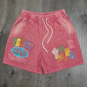 Shorts de sport pour hommes en maille avec imprimé graphique, 100 % coton, brodés, anti-plis, respirants, pour la gym et la course à pied - Product Image 3