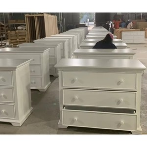 Commode de rangement en bois blanche à 3 tiroirs pour chambre d'enfant avec poignées, commode de chambre à coucher en kit KD, OEM ODM, fabricant vietnamien - Product Image 2
