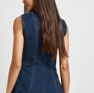 Robe d'été en jean à ourlet brut pour femme, vente en gros, vêtements de mode, broderie personnalisée, vêtements en denim, logo personnalisé, usine de vêtements OEM ODM - Product Image 4