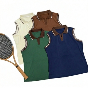 Chemise de golf sans manches pour femmes, UPF 50+, séchage rapide, légère, col en V, débardeur de tennis respirant avec logo sur le devant - Product Image 1