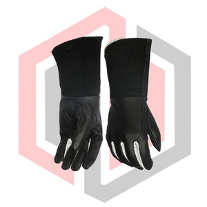 ถุงมือเชื่อมหนังวัวแท้สีดำทั้งชิ้น ระบายอากาศได้ดี ยาว 16 นิ้ว ป้องกันความร้อน ใช้งานทั่วไป ปราศจากซิลิโคน ป้องกันการบาด - Product Image 5