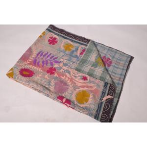 Lavinas Boho Kantha Suzani Embroidered <b>Quilt</b> Handmade Vintage Cotton Floral Eco-Friendly Washable All-Season Bedspread Home - Product Image 4