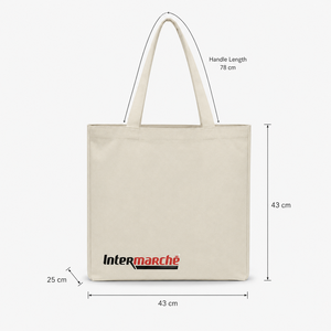 Sac fourre-tout promotionnel personnalisé en toile 200 GSM en polycoton recyclé 43x43x25 cm avec soufflet de fond, impression logo personnalisée bicolore, vente en gros - Product Image 3