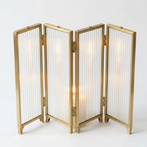 Handmade 24 cm <b>Brass</b> Glass Candle <b>Lantern</b> Brushed <b>Brass</b> Screen Folds Flat Concertina Optic Screen for Home Decor Hotel Wedding - Product Image 3