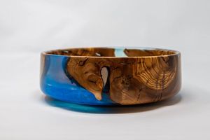 Tazón Decorativo Hecho a Mano, Portátil, Rústico, de Madera y Resina, para Servir en la Cocina y el Comedor, para Frutos Secos y Decoraciones de Boda - Product Image 2
