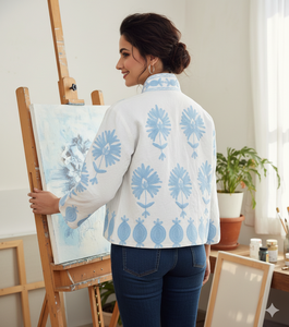 Chaqueta Personalizada para Mujer, Diseño Floral Otoñal e Invernal, Hecha a Mano, Bordado Suzani, Ecológica, con Botones de Algodón - Product Image 3