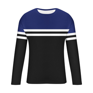 เสื้อยืดคอกลมแขนยาวไซส์ใหญ่สำหรับผู้ชาย ผลิตจากโรงงานเพื่อการส่งออก ออกแบบเองได้ ทรงพอดีตัว ลายทาง สไตล์ลำลอง จากบังกลาเทศ - Product Image 3