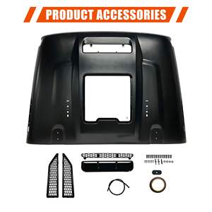 Capot en fibre de verre Skull Racing ventilé et résistant à la chaleur pour Jeep Wrangler JK JKU 2007-2018, noir, fixation par boulons, amélioration - Product Image 6