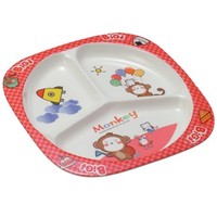 Assiette pour enfants en mélamine à 3 compartiments, motif dessin animé mignon, incassable, sans BPA, pour tout-petits, avec logo personnalisé