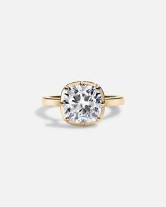 Bague de mariage solitaire en or massif 14 carats avec diamant de laboratoire taille coussin serti à griffes, 1 à 4 carats, personnalisée, faite à la main, certifiée IGI - Product Image 3