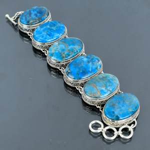 Pulsera de plata de ley 925 con apatita neón, hecha a mano, joyería de piedras preciosas, pulsera de piedra natural de lujo, regalo para ella - Product Image 5