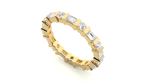 Anillo de Eternidad de Corte Redondo de Calidad Lujosa, Anillo Inteligente con Diamante Cultivado en Laboratorio, Oro Sólido de 14K para Boda o Compromiso, Personalizable - Product Image 4