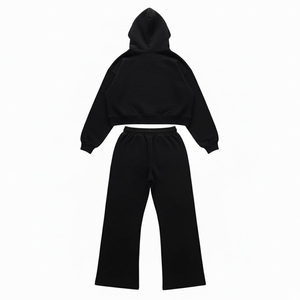 Customs Logo Breathable Tracksuit Outgoing Plain Dyed Heavyweight Hoodies Double Layer 100% Cotton <b>Drop</b> Shoulder Mens Sweatsuits - Product Image 2