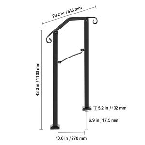 Arco # Barandillas de Hierro Forjado para Escaleras Exteriores, Barandilla Flexible para Porche en Negro, Ayuda a la Seguridad en las Escaleras - Product Image 2