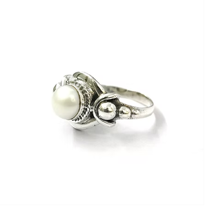Handcrafted Pearl <b>Statement</b> <b>Ring</b> 925 Sterling Silver Vintage Inspired Textured Style Jewelry - Product Image 2
