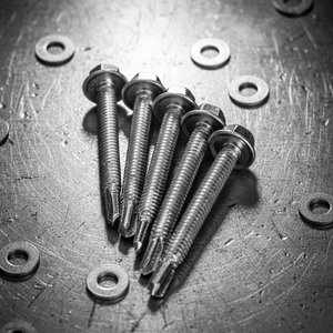 Vis autoperceuses à tête hexagonale (métriques/pouces) en acier au carbone, revêtement zinc/blanc bleu, classe 8, haute résistance à la corrosion - Product Image 1