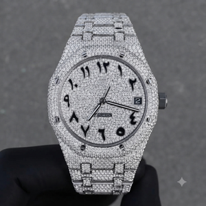 Montre à quartz pour homme entièrement sertie de moissanite, personnalisée, avec chiffres romains, 36 mm, au meilleur prix - Product Image 1