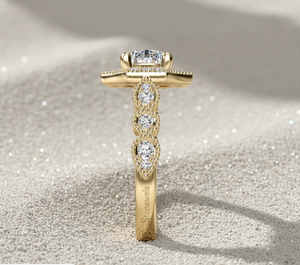Bague de fiançailles Stonewels en diamant de laboratoire, taille ronde, halo octogonal, style vintage, monture à griffes en or 14K, pour alliance de mariée certifiée - Product Image 3