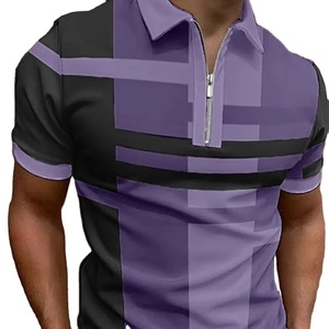 Cremallera para hombre para camisa Diseñador Pantalones cortos de golf Geometría gráfica Estampados lineales Turndown Mangas cortas Jersey Tela Secado rápido - Product Image 1