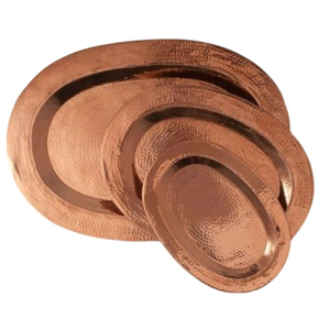 Bandeja de Cobre Martillado Hecha a Mano con Asas de Latón, Vajilla de Lujo para Hotel y Restaurante, Plato Decorativo de Cobre con Borde Acanalado - Product Image 5