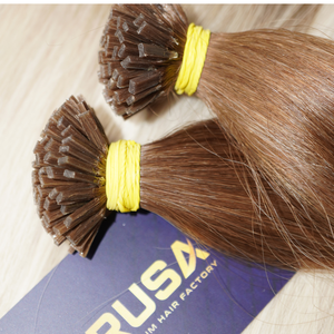 Extensions de cheveux vierges super double drawn personnalisées en gros, 10-34 pouces, usine vietnamienne, pointe plate, kératine, haute qualité - Product Image 1