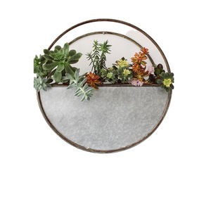 Pot mural rond en métal galvanisé, pot suspendu pour intérieur et extérieur, décoration de ferme, conteneur mural de jardin moderne pour herbes et fleurs - Product Image 4
