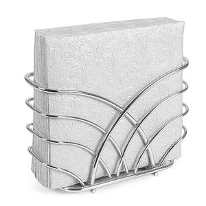 Elegante Servilletero de Metal Rectangular Reutilizable, Decoración de Mesa para el Hogar, Acabado Plateado - Product Image 1