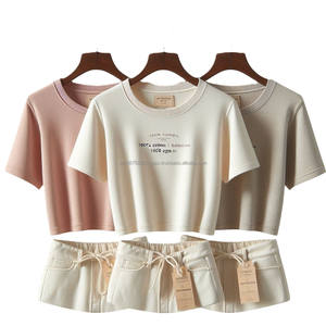 Cómodas camisetas de algodón para mujer, colores sólidos personalizados, estampado de logotipo, tejido suave, informal, manga corta, cuello en V, venta al por mayor - Product Image 4