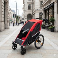 Remolque de Bicicleta con Suspensión Independiente TC-2024S, Plegable, Asiento Individual, Convertible en Cochecito, 3 en 1, Marco de Aluminio, Capota, para Niños, 40 kg