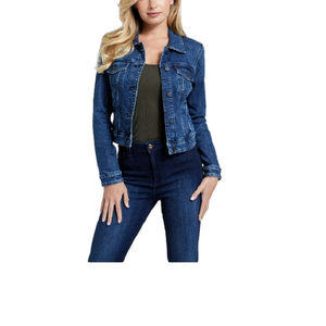 2025 Autumn New Style Ripped Blue Jean Stretch <b>Denim</b> <b>Jacket</b> Female Hooded Quilted <b>Crop</b> Jeans <b>Jacket</b> for Women - Product Image 2